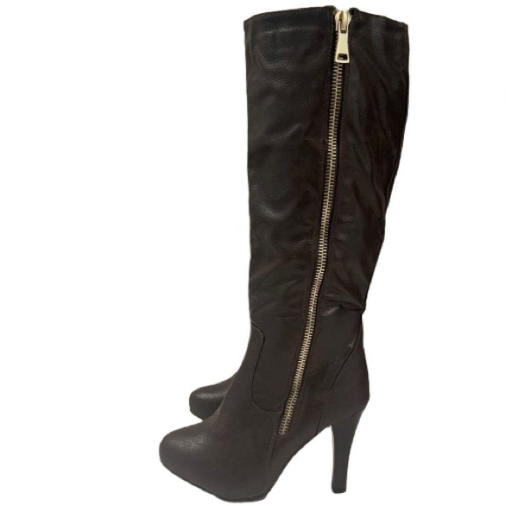 Women’s Reneeze Brown Faux Leather Heel Boots Size 7 US!